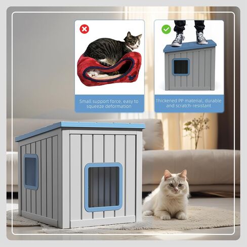 Cat House Indoor Outdoor Use Easy to Clean Durable Slanted Top Cat Bed Perfect for Cats Cozy Shelter (Black, 24.65 * 21.5 * 22.21) in Saudi Arabia