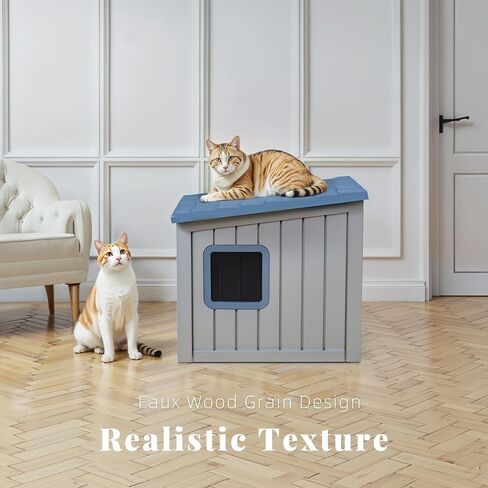 Cat House Indoor Outdoor Use Easy to Clean Durable Slanted Top Cat Bed Perfect for Cats Cozy Shelter (Black, 24.65 * 21.5 * 22.21) in Saudi Arabia