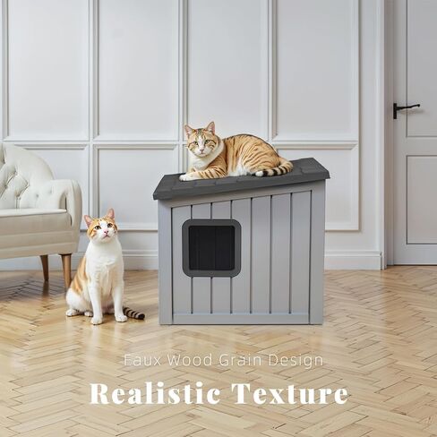 Cat House Indoor Outdoor Use Easy to Clean Durable Slanted Top Cat Bed Perfect for Cats Cozy Shelter (Black, 24.65 * 21.5 * 22.21) in Saudi Arabia