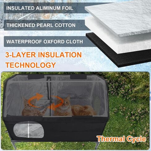Weatherproof Feral Cat Houses for Outdoor Cats, Insulated Cats House with Cozy Cushion, Elevated Outdoor Cat Shelter, Equipped with Escape Door, Outside Cat House for Stray Cats(Large) in Saudi Arabia