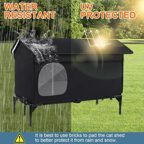 Weatherproof Feral Cat Houses for Outdoor Cats, Insulated Cats House with Cozy Cushion, Elevated Outdoor Cat Shelter, Equipped with Escape Door, Outside Cat House for Stray Cats(Large) in Saudi Arabia