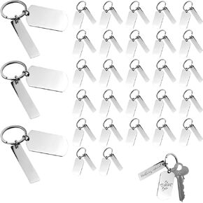 30 Pcs Personalized Engravable Keychains – Blank Metal Tags for Stamping & Custom Text – Durable Metal Keychain Blanks Stainless Steel Key Ring for Men & Women, Keepsake for DIY Crafts Various Holiday in Kuwait