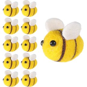10 PCS Wool Felt Bumble Bee, Mini Bee Cute Bees Craft Supplies Plush Decor for Bees Gender Reveal Decorations Clothing Hat Gift DIY Crafts in Kuwait