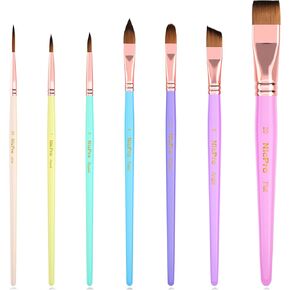 Nicpro 7pcs Face Paint Brush Set, Aesthetic Pastel Artist Paintbrushes for Body Face Painting, Acrylic Watercolor Oil Gouache, Professional Paint Brushes for Halloween Cosplay Party Makeup Kit in Kuwait