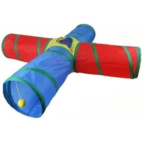 Dr. Fluffyyes™ Cat Tunnel for Indoor Cats with 2 Mice – 4-Way Large Play Tunnel with Peek Hole and Hanging Ball, Foldable Rainbow Tube for Kittens, Rabbits & Small Pets in Kuwait