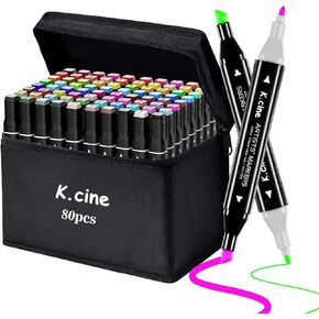 48 Colors Alcohol Markers, Dual Tip Art Markers with Fine Tip & Chisel Tips, Artist Art Sketch for Adults Coloring Illustration Book Painting Card Making in Kuwait