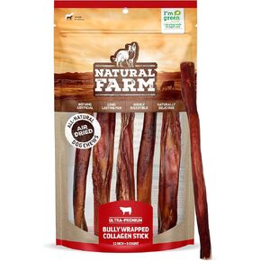 Natural Farm Bully ملفوفة العصي الكولاجين للكلاب (12 بوصة ، 5 عبوات) ، مضغ طويل الأمد مع نكهة لحم البقر والكولاجين. يدعم صحة الأسنان وتلبي الغرائز المضغ ؛ كل شيء طبيعي ولذيذ in Kuwait