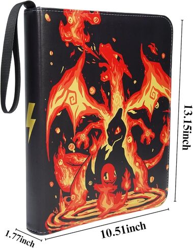 Trading Card Binder 9 Pocket,Card Holder Binder Fits 900 Cards with 50 Removable Sleeves,Compatible with Yugioh/TCG/Football/Sports Cards,Trading Card Albums with Zipper for Gift(Black) in Saudi Arabia