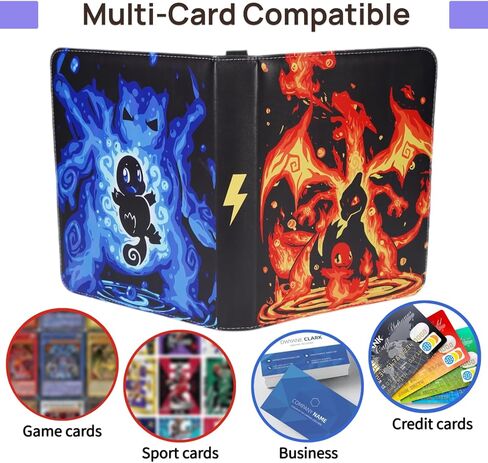 Trading Card Binder 9 Pocket,Card Holder Binder Fits 900 Cards with 50 Removable Sleeves,Compatible with Yugioh/TCG/Football/Sports Cards,Trading Card Albums with Zipper for Gift(Black) in Saudi Arabia