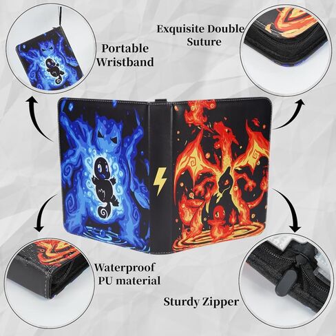 Trading Card Binder 9 Pocket,Card Holder Binder Fits 900 Cards with 50 Removable Sleeves,Compatible with Yugioh/TCG/Football/Sports Cards,Trading Card Albums with Zipper for Gift(Black) in Saudi Arabia