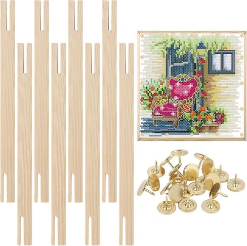 Needlepoint Stretcher Bar Set, 8 Pieces with 100 Pins, Canvas Stretcher Bars, Needlework Art Supplies, Wood Canvas Needlepoint Frames, Easy Assembly for Embroidery, Needlework Projects in Saudi Arabia