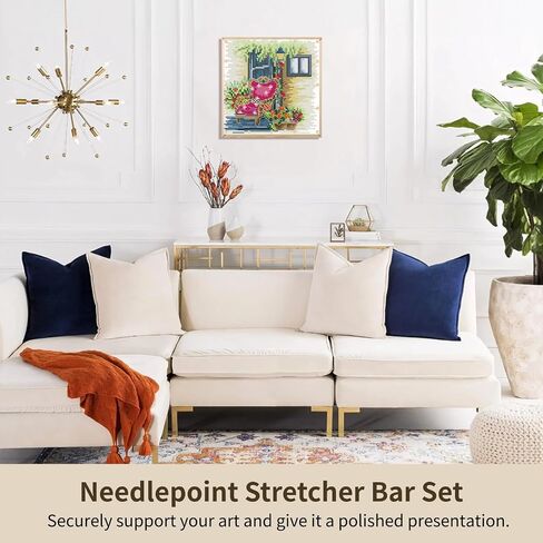 Needlepoint Stretcher Bar Set, 8 Pieces with 100 Pins, Canvas Stretcher Bars, Needlework Art Supplies, Wood Canvas Needlepoint Frames, Easy Assembly for Embroidery, Needlework Projects in Saudi Arabia