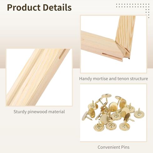 Needlepoint Stretcher Bar Set, 8 Pieces with 100 Pins, Canvas Stretcher Bars, Needlework Art Supplies, Wood Canvas Needlepoint Frames, Easy Assembly for Embroidery, Needlework Projects in Saudi Arabia
