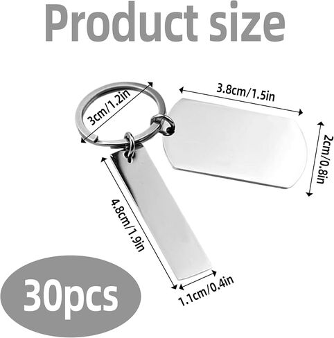 30 Pcs Personalized Engravable Keychains – Blank Metal Tags for Stamping & Custom Text – Durable Metal Keychain Blanks Stainless Steel Key Ring for Men & Women, Keepsake for DIY Crafts Various Holiday in Kuwait