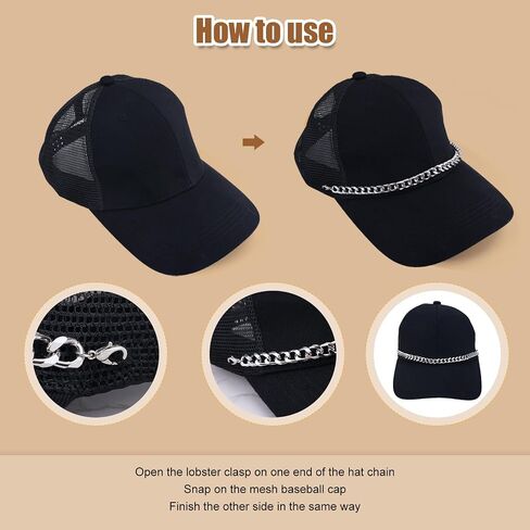 13pcs Trucker Hat Chains, Gold Silver Baseball Cap Brim Chain Detachable Trucker Hat Chains DIY Cap Brim Decoration Jewelry Accessories for Women Men in Saudi Arabia