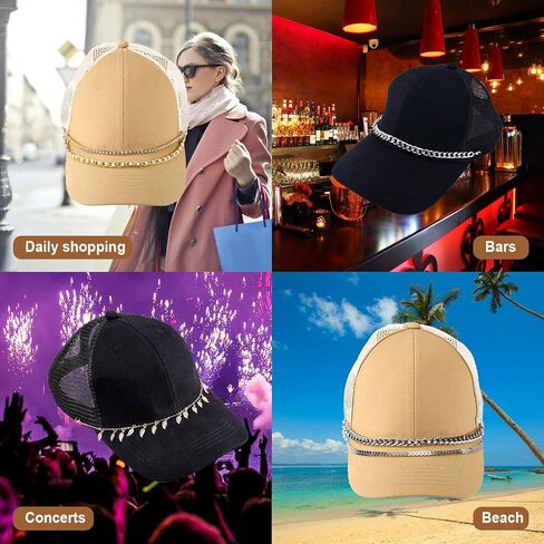 13pcs Trucker Hat Chains, Gold Silver Baseball Cap Brim Chain Detachable Trucker Hat Chains DIY Cap Brim Decoration Jewelry Accessories for Women Men in Saudi Arabia