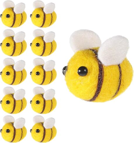 10 PCS Wool Felt Bumble Bee ، Mini Bee Cute Bees Craft Supplies Plush Decor for Bees Gender Decorations Clothing Hat Gift Diy Crafts in Kuwait