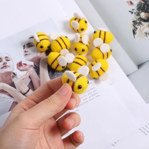 10 PCS Wool Felt Bumble Bee ، Mini Bee Cute Bees Craft Supplies Plush Decor for Bees Gender Decorations Clothing Hat Gift Diy Crafts in Kuwait