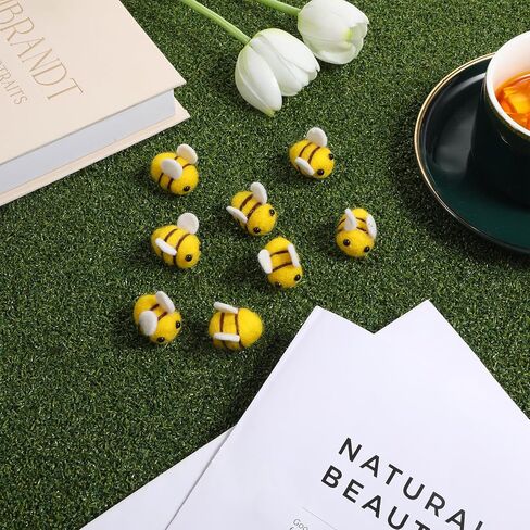 10 PCS Wool Felt Bumble Bee ، Mini Bee Cute Bees Craft Supplies Plush Decor for Bees Gender Decorations Clothing Hat Gift Diy Crafts in Kuwait