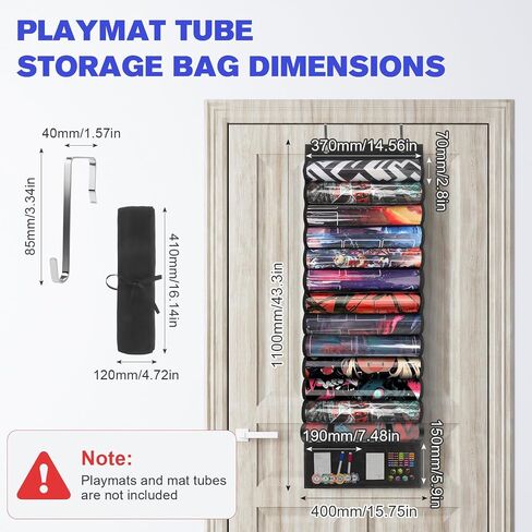 حقيبة تخزين أنبوب Playmat مع 6+1 فتحات لـ MTG ، TCG - حامل Playmat معلق فوق الباب ، حقيبة منظمات Mat Game Portable مع XL Mesh Mesh & 2 Hooks لألعاب بطاقة RPG in Kuwait