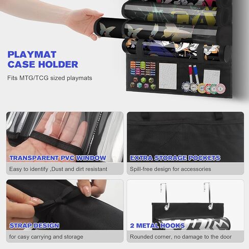 حقيبة تخزين أنبوب Playmat مع 6+1 فتحات لـ MTG ، TCG - حامل Playmat معلق فوق الباب ، حقيبة منظمات Mat Game Portable مع XL Mesh Mesh & 2 Hooks لألعاب بطاقة RPG in Kuwait