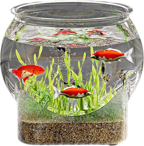 Fish Bowl P-lastic, Clear Round Shatterproof Desktop Aquarium Betta Fish Bowl for Centerpiece Home Decor in Saudi Arabia