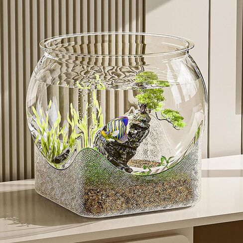 Fish Bowl P-lastic, Clear Round Shatterproof Desktop Aquarium Betta Fish Bowl for Centerpiece Home Decor in Saudi Arabia