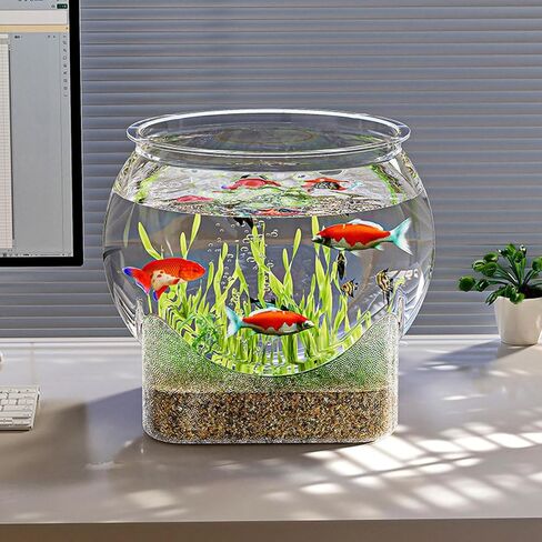 Fish Bowl P-lastic, Clear Round Shatterproof Desktop Aquarium Betta Fish Bowl for Centerpiece Home Decor in Saudi Arabia