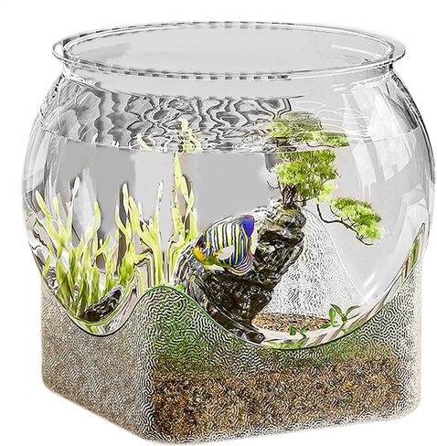 Fish Bowl P-lastic, Clear Round Shatterproof Desktop Aquarium Betta Fish Bowl for Centerpiece Home Decor in Saudi Arabia