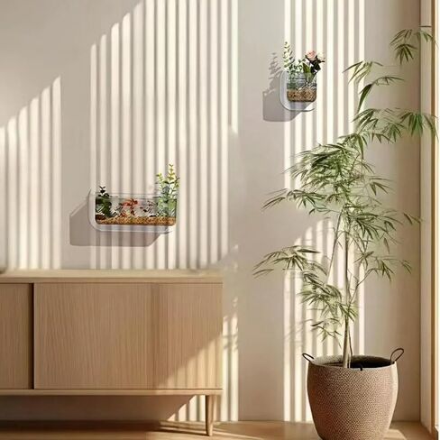 Wall Fish Tank, Wall Plastic Vase, 0.4 Gallon Mini Wall Mounted Fish Tank, 1500ml Wall Hydroponic Plants, Hanging Hydroponic Plant Pot, Living Room Decoration(1Pc) in Saudi Arabia