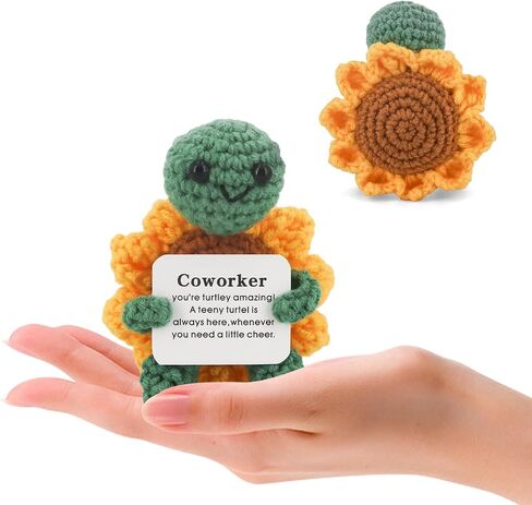 Mini Turtle Crochet Gift لدعم زميل في العمل العاطفي ، والحيوان الكروشيه لطيف المصنوع يدويًا ، ديكور مكتب مكتب المكتب للإناث ، والرجال ، صديق عيد ميلاد إيجابي ملهمة يغادر الهدايا in Saudi Arabia