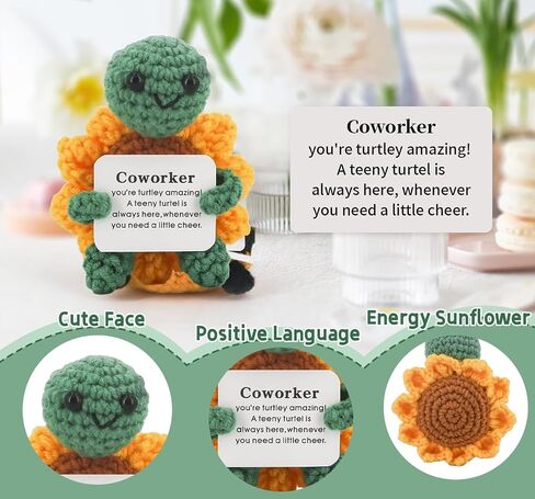Mini Turtle Crochet Gift لدعم زميل في العمل العاطفي ، والحيوان الكروشيه لطيف المصنوع يدويًا ، ديكور مكتب مكتب المكتب للإناث ، والرجال ، صديق عيد ميلاد إيجابي ملهمة يغادر الهدايا in Saudi Arabia