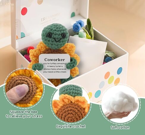Mini Turtle Crochet Gift لدعم زميل في العمل العاطفي ، والحيوان الكروشيه لطيف المصنوع يدويًا ، ديكور مكتب مكتب المكتب للإناث ، والرجال ، صديق عيد ميلاد إيجابي ملهمة يغادر الهدايا in Saudi Arabia