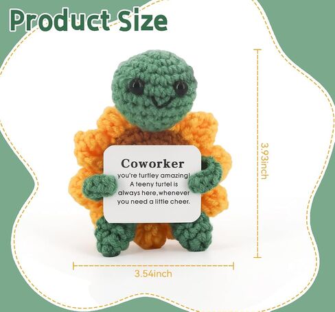 Mini Turtle Crochet Gift لدعم زميل في العمل العاطفي ، والحيوان الكروشيه لطيف المصنوع يدويًا ، ديكور مكتب مكتب المكتب للإناث ، والرجال ، صديق عيد ميلاد إيجابي ملهمة يغادر الهدايا in Saudi Arabia