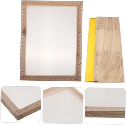 DIYEAH 1SET Professional Screen Ink Squeegee Wooden Ink Scraper لتطبيقات النسيج والرسوم الرسومية تشمل إطارًا خشبيًا وشبكة لصناعة الطباعة والطباعة اليدوية in Saudi Arabia