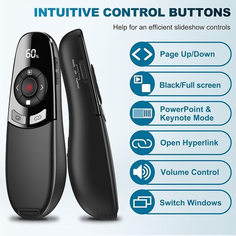 2 في 1 USB Type C PPT PPT PPT BIENTER RF 2.4GZ PowerPoint Slide Advancer لنافذة MAC Keynote Google White in Kuwait