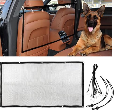 Dog Car Net Barrier, 44"×24" Dog Barrier for Car, Pet Car Divider for Back Seat, Adjustable Stretchable Auto Safety Mesh Pet Barrier Net, Easy to Install, Universal for Car SUV Truck in Saudi Arabia