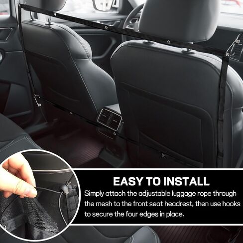 Dog Car Net Barrier, 44"×24" Dog Barrier for Car, Pet Car Divider for Back Seat, Adjustable Stretchable Auto Safety Mesh Pet Barrier Net, Easy to Install, Universal for Car SUV Truck in Saudi Arabia