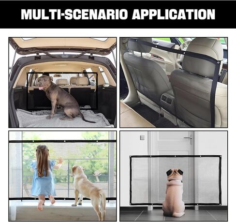 Dog Car Net Barrier, 44"×24" Dog Barrier for Car, Pet Car Divider for Back Seat, Adjustable Stretchable Auto Safety Mesh Pet Barrier Net, Easy to Install, Universal for Car SUV Truck in Saudi Arabia
