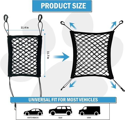Dog Car Net Barrier - Car Barrier for Dogs & Kids Safety -Stretchable Dog Net for car - Universal Fit for Cars, SUVs,Trucks -Easy to Install - Divider for Driving Safely with Children & Pets in Saudi Arabia