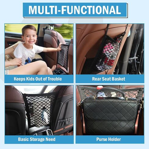 Dog Car Net Barrier - Car Barrier for Dogs & Kids Safety -Stretchable Dog Net for car - Universal Fit for Cars, SUVs,Trucks -Easy to Install - Divider for Driving Safely with Children & Pets in Saudi Arabia