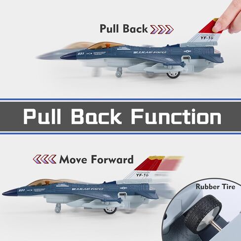 Diecast Metal Alloy Fighter Jet Military Airplane Toy with Mist Spray, Lights & Sounds, Pull Back Function Army Air Force Aircraft for Kids, Toddlers Ages 3+, Gift for Boys Girls (White) in Kuwait