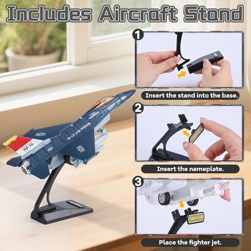 Diecast Metal Alloy Fighter Jet Military Airplane Toy with Mist Spray, Lights & Sounds, Pull Back Function Army Air Force Aircraft for Kids, Toddlers Ages 3+, Gift for Boys Girls (White) in Kuwait