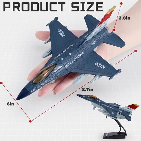 Diecast Metal Alloy Fighter Jet Military Airplane Toy with Mist Spray, Lights & Sounds, Pull Back Function Army Air Force Aircraft for Kids, Toddlers Ages 3+, Gift for Boys Girls (White) in Kuwait