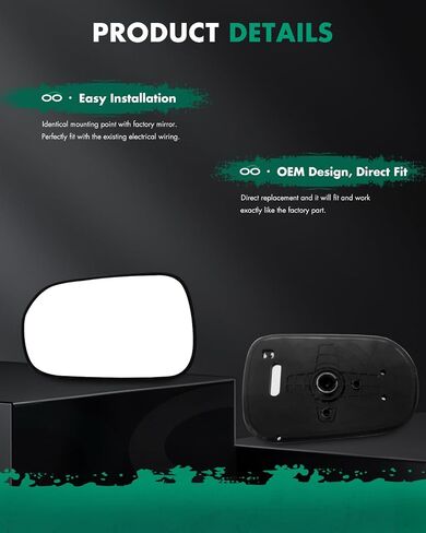 SCITOO Exterior Mirror Replacement Glass Driver Left side Fit for 1998-2002 For HONDA ACCORD W/O HEATED Chrome Flat Replacement Tow Mirror 76253S84A31 in Saudi Arabia