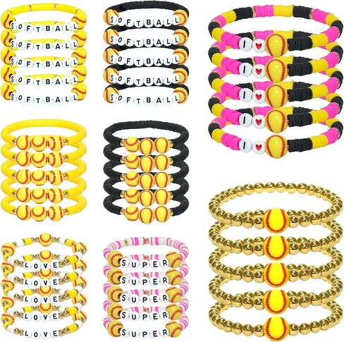 40PCS Sports موضوع أساور سحر ، الأساور الممتدة الطين قابلة للتكديس ، والأساور المرنة الطبقات الرياضية الحفلات تفضل المجوهرات للمراهقين للنساء الرجال in Kuwait