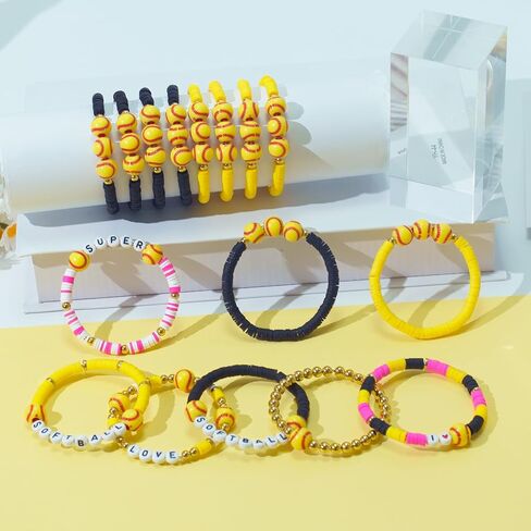 40PCS Sports موضوع أساور سحر ، الأساور الممتدة الطين قابلة للتكديس ، والأساور المرنة الطبقات الرياضية الحفلات تفضل المجوهرات للمراهقين للنساء الرجال in Kuwait
