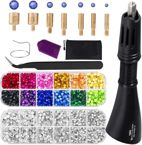 Hotfix Rhinestones Applicator Set, Bedazzler Kit with Rhinestones, Hot Fix Rhinestone Setter Tool Kit, Heat Fixed Machine Hotfix Set for Clothes Fabric Clothing Wood Cardstock Leather (PINK) in Saudi Arabia