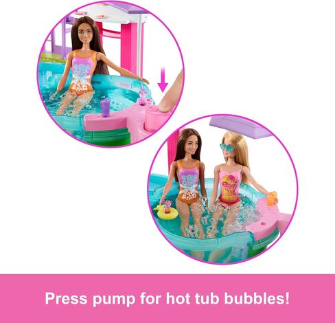Barbie Dream Pool Playset with 6 Play Areas, Including Slide & Bubbling Hot Tub, Plus 20+ Accessories Like Pet, Floaties & More in Saudi Arabia