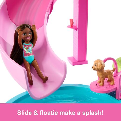 Barbie Dream Pool Playset with 6 Play Areas, Including Slide & Bubbling Hot Tub, Plus 20+ Accessories Like Pet, Floaties & More in Saudi Arabia